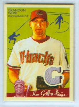 Brandon Webb 2008 Upper Deck Goudey Baseball Game Worn Jersey Swatch w/ Stripe Card #M-BW/ Arizona Diamondbacks D'Backs
