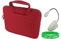 Non-OEM Amazon Kindle DX 9.7 Tote Neorpene Sleeve Case with Clip-on Reading Lights - Red