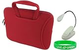 Non-OEM Amazon Kindle DX 9.7 Tote Neorpene Sleeve Case with Clip-on Reading Lights - Red