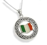 Irish Celtic Knot Flag of Ireland Silver Pendant 20