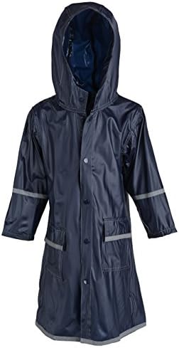 Little Girls Kids Waterproof Full Length Long Hooded Childrens Raincoat Jacket - Blue (Small)