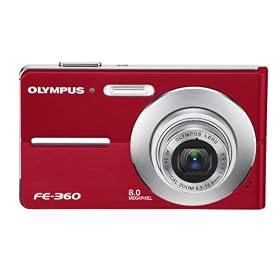 Olympus FE360 8MP Digital Camera with 3x Optical Dual Zoom (Red)