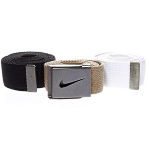 Tiger Woods Men's Webbing Belt 3-Pack,Black/Khaki/White,One Size
