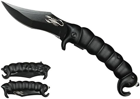 KS-1400BK Black FMEQtVIjm Scorpion Tail Design Rescue Spring Assist Knife Jbiyd 5.25" juio987 vbnfjjj3456 ghbnnnoiwu89 er4567 nj434ghyuu uer344bnvcx Black Scorpion Tale Design Handle Spring Assist Knife. All Black Stainless Steel Blade. PWmzyU Black Scorpion Tale Grip Handle Includes Glass Breaker, Seat Belt Cutter and Pocket Clip. bnL3waes7 5.25" Overall