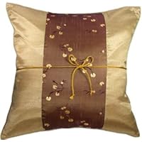 Artiwa Vegus Gold Floral 16'x16' Silk Decorative Throw Pillow Cover