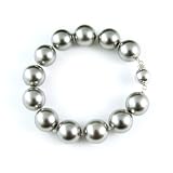 AugustinaJewelry Single Strand 7-7.5 Inch 14MM Gray Shell Pearl Bracelet