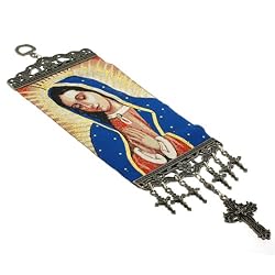 Our Lady of Gudadalupe in Blue Robe Hanging Banner - 12"Hx4"W