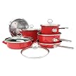 Chantal 10 Piece Enamel-on-Steel Cookware Set, Chili Red Glossy