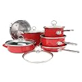 Chantal 10 Piece Enamel-on-Steel Cookware Set, Chili Red Glossy