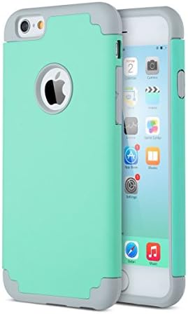 iPhone 6 Case (4.7 inch), Rossmanver Wi Slim Hybrid Dual Layer Shockproof Silicone Case Cover for Apple iPhone 6 4.7 inch (Mint/Grey)