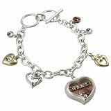 41c 02GnIBL. SL160  Mother   Two Tone Silver and Gold Heart with Clear Crystal Rhinestones Detail Mom Theme Charm Bracelet Fashion Jewelry
