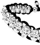 Chrome Skull Bracelet, Adjustable for Any Size 5 Inches and Up. Very Cool, Trendy Bracelet for Men, Women, Teens, Boys and Girls