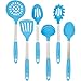 Culinary Couture 6-Piece Stainless Steel & Silicone Kitchen Utensils Set, Silicone Cooking Utensils, Heat Resistant Kitchen Cooking Utensils Set, Includes a Bonus Recipe E-Book, Light Blue