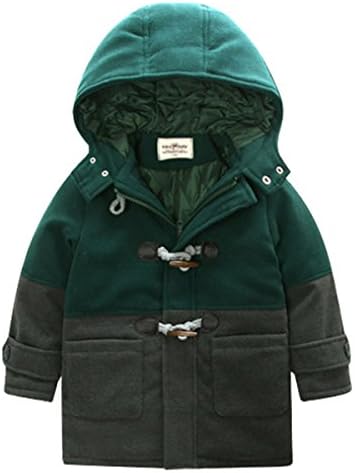 HHUU Baby Boys Kids Winter Warm Jacket Splice Hoodie Outwears Coat-Green and Gray-2-3 Years