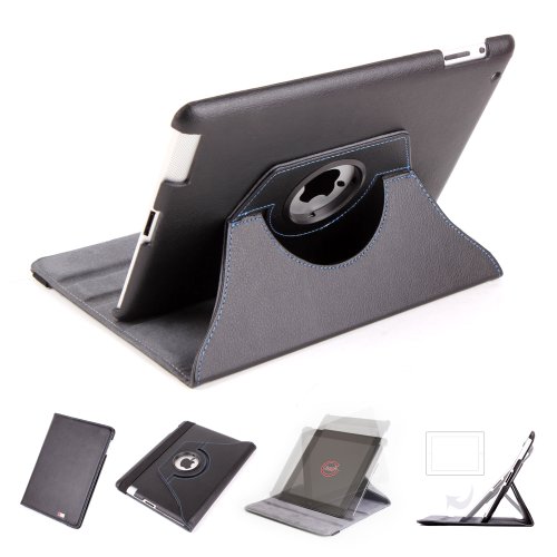 DURAGADGET Rotating Faux Leather Case For Apple iPad 2 2nd Generation 16GB 32GB 64GB 3G Wifi - Stands in Portrait AND Landscape.