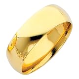 14K Yellow Gold 7mm COMFORT FIT Plain Wedding Band Ring for Men & Women