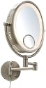 Jerdon HL9515N First Class Elite 10X Oval Halo Light Wall Mount Mirror, 10X-1X Magnification, 15X Spot, Nickel