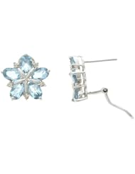 4.20CTW 14K White Gold Genuine Natural Aquamarine and Diamond French Clip Earrings