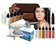Deluxe Belloccio Cosmetic Airbrush Makeup and Tanning System with a Tan Shade Airbrush Makeup Foundation Set, Blush, Shimmer and Bronzer Set, Tanning Solution Variety 4 Pack
