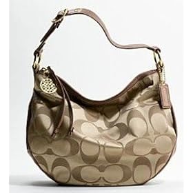 Authentic Coach Ali Signature Hobo Handbag Purse Women Bag 13642 Khaki/bronze