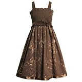 Bonnie Jean TWEEN GIRLS 7-16 BROWN GOLD SEQUIN EMBROIDERED SATIN RIBBON TRIM SMOCKED Special Occasion Wedding Flower Girl Party Dress