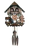 IMAGE OF River City Clocks One Day Musical Cuckoo Clock Cottage with Dancers, Woodchopper, and Waterwheel - 12 Inches Tall - Model # MD442-12P