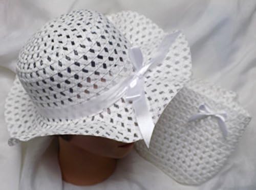 SunspecsWhite Easter Hat Spring Hat White Flower Tea Party w/Matching Handbag
