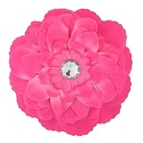 The Trendy Turtle - Large Soft Petal Peony Flower Hair Clip Bow with Crystal Center for Infant Baby Toddler to Youth Girl - Many Colors Available