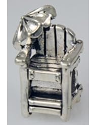 Sterling Silver Reller Lifeguard Chair with Umbrella Bead Charm 13466