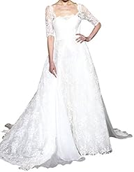 Lace Elbow Length Sleeves Square Neck Wedding Dress 