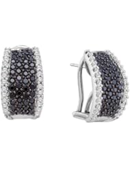1.52 cttw 14k White Gold Huggie Earrings Black Diamond Huggie Earrings (Real Diamonds: 1.52 cttw)