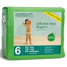 Seventh Generation Baby Diapers Stage 6 (35+ lbs.) 22 count Chlorine-Free (Pack of 5)