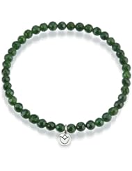 Satya Jewelry Mini Silver Lotus Jade Dream Stretch Bracelet