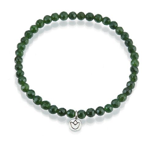 Satya Jewelry Mini Silver Lotus Jade Dream Stretch Bracelet