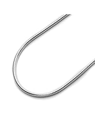 1.5mm Nickel Free Italian Sterling Silver Chain Necklaces Round Snake 040 Gauge Chain ( Available Length 16"~30")