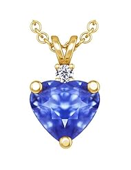 14K Yellow Gold Heart Cut Blue Sapphire And Round Diamond Pendant (GIA Certificate)