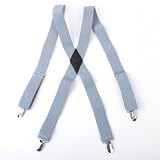 Blue Checkered braces for work Hold-Up X-Back genuine Leather Y&G excellent braces SP2013