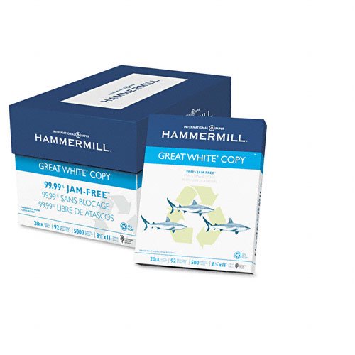Hammermill Great White Recycled 8 1/2 x 11 Inch Copy Paper 5000 Sheets (86700)