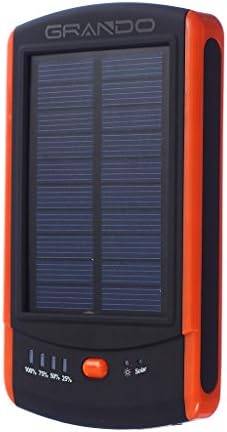 GRANDO 6800mAh Solar Panel Portable Power Bank for iPhone 6/6 Plus, Dual USB Port 2A External Mobile Battery Charger Pack for iPhone 6/6 Plus/5S/5/4S, iPod, Samsung Galaxy, Cell Phones