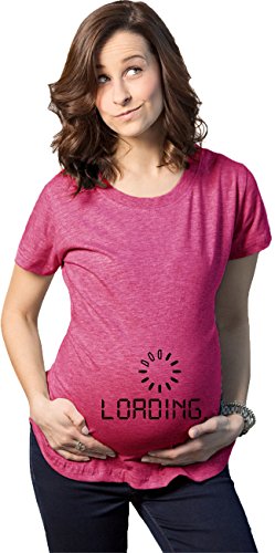 Baby Loading Maternity T Shirt Funny Geeky Computer Pregnancy Tee (Heather Pink) M