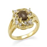 Gold Coral Ring with Diamond in 14K Yellow Gold