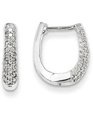 14k White Gold Diamond Hinged Hoop Huggie Earrings. Carat Wt- 0.25ct