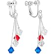 Red White Blue Crystal Sports Team Clip On Earrings