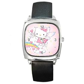 Square Metal Watch of Art Deco Hello Kitty Angel
