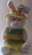 2012 Godiva Bunny Plush Wearing Hat and Apron and Holding a Mesh Pouch to Put Small Item Inside