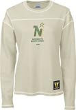 Minnesota North Stars -Putty- Women's Distressed Vintage Logo Long Sleeve Waffle Top