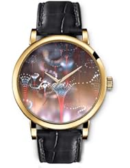 SPRAWL Aanalog Fashion Series Gold Ladies Watches of Genuine Black Leather Strap,Unique Wrist Watch for Women Girls Designed with Jumping dot