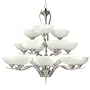 Yosemite Home Decor 1330-3+6+9SN Glacier Point 18 Light Chandelier, Ivory Clouded Glass Shades, Satin Nickel Finished Frame, 43" x 35"