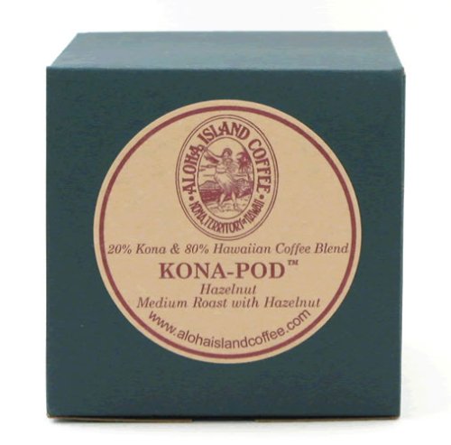 Aloha Island Coffee KONA-PODS - Island Hazelnut flavored, Kona Hawaiian Blend Coffee Pods,... by Aloha Island