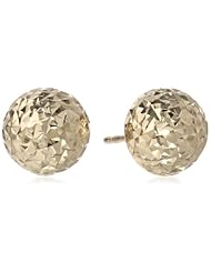 14k Yellow Gold 8mm Disco Diamond-Cut Domed Stud Earrings